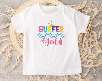 Surfer Girl Shirt, Kids Beach T-shirt, Toddler Summer Tshirt, Toddler Surfing Shirt, Surfboard Kids Shirt, Beach Tee, Toddler Tshirt