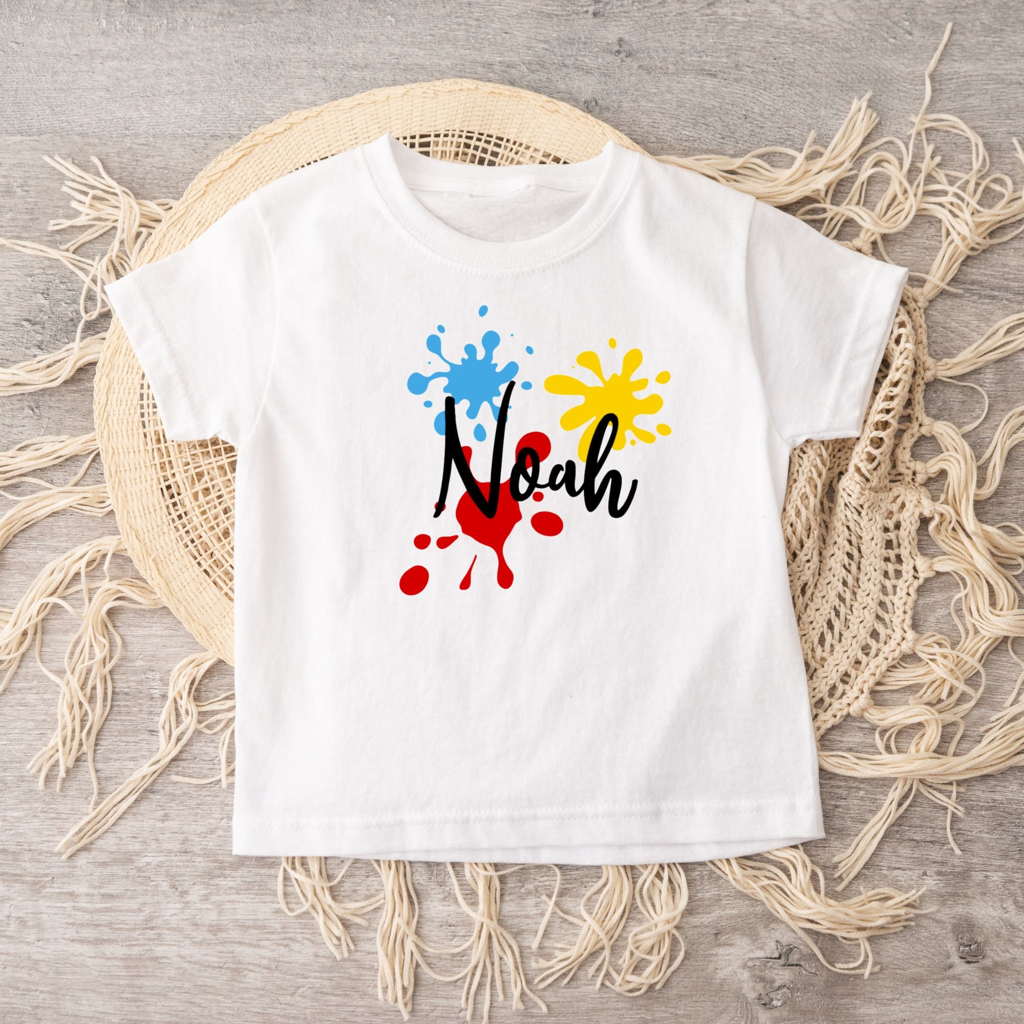 Personalized Paint Splatter Tshirt for Children, Kids Custom 