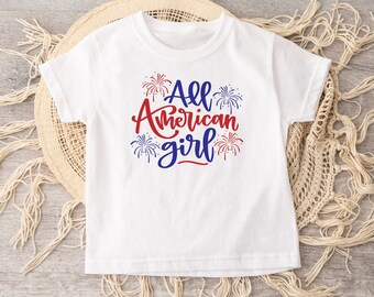 All American Girl Shirt, Fourth Of Jly Shirt, Independence Day Kids Tee, Patriotic Girl Clothes, 4th Of July Toddler Tshirt, Toddler T-Shirt