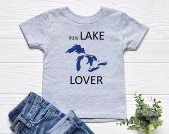 Little Lake Lover Shirt For Kids, Michigan Toddler Tshirt, Michigan Kids Apparel, Toddler Lake Tee, Michigan Gift Idea, Toddler Kids Gifts