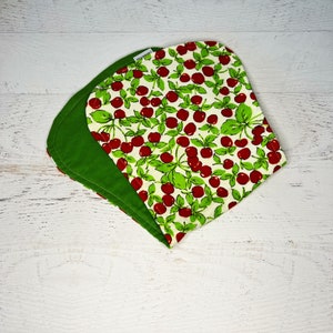 Cherry Baby Burp Cloth Flannel, Flannel Burp Rag, Burp Cloth Contoured, Over The Shoulder Burp Rag, New Mom Gift, Baby Girl Gift