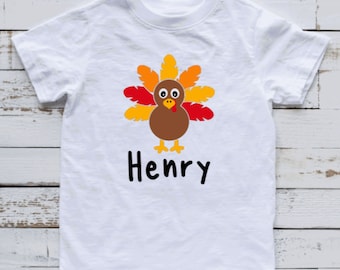 Personalized Thanksgiving Shirt, Boys Turkey Shirt, Toddler Boy Thanksgiving Shirt,  Toddler Boy Turkey Shirt, Custom Fall Shirt, Kids Gift