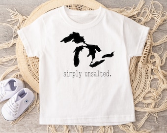 Michigan Shirt For Kids, Michigan Toddler Tshirt, Michigan Kids Apparel, Toddler Lake Tee, Unsalted Great Lakes Michigan, Michigan Gift Idea