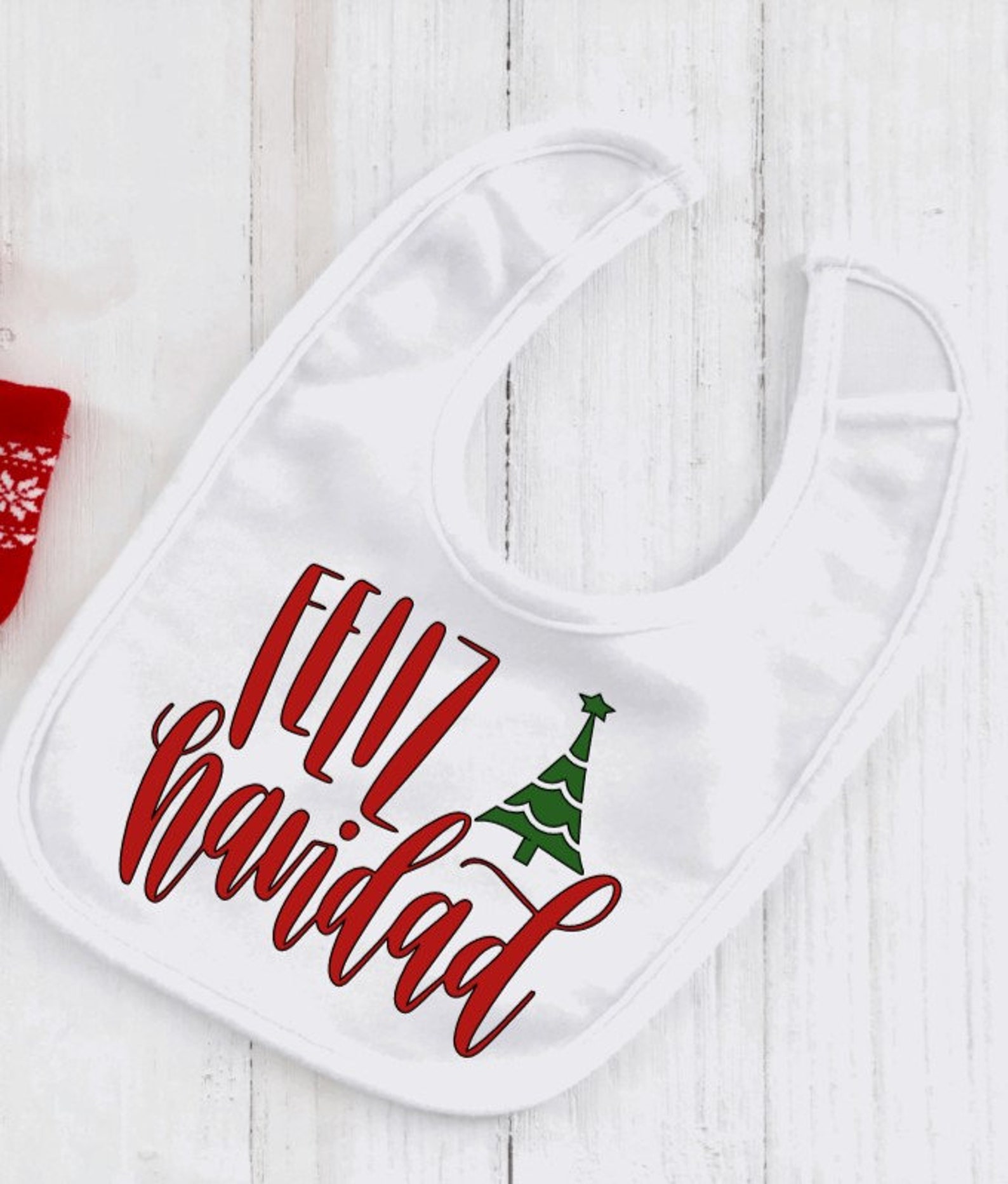 Feliz Navidad Baby Bib Spanish Christmas Bib Christmas Bib Etsy
