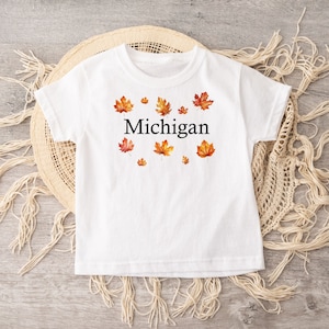 Michigan Kids Shirt, Fall Toddler Tshirt, Michigan Toddler Tshirt, Michigan Kids Apparel, Michigan Gifts, State Kids Tee, Gifts For Kids