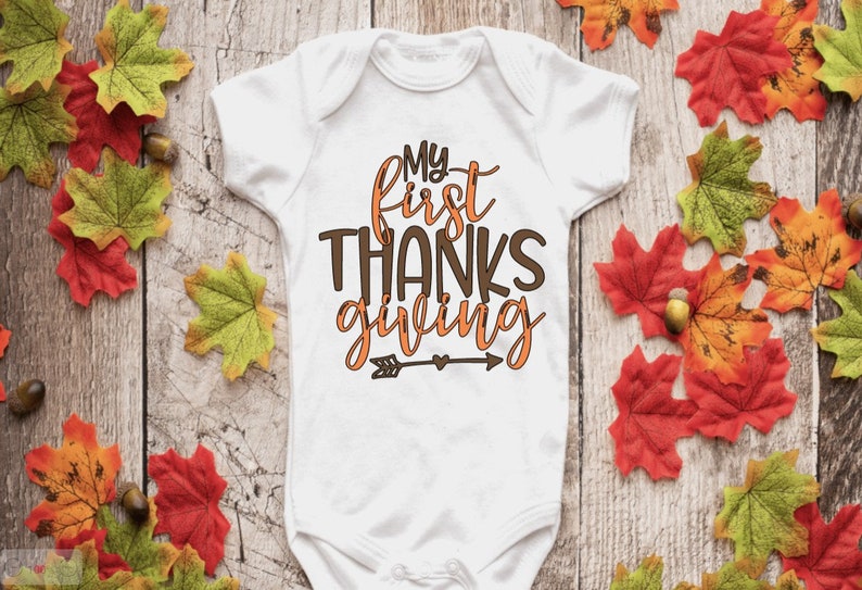 My First Thanksgiving Holiday Baby Onesie My First Thanksgiving Baby Onesie My First Thanksgiving Babys First Thanksgiving Holiday Onesie