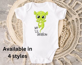 My Lil Dragon Baby Bodysuit, Baby Dragon Shirt, Dragon Baby Clothes, Baby Bodysuit, Baby Shower Gift, New Baby Gift, Cute Baby Clothes