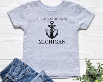 Great Lakes State Kids Shirt, State Kids Tshirt, State of Michigan Apparel, Toddler Lake Tee, Michigan Gifts, Toddler Tshirt For Boys Girls
