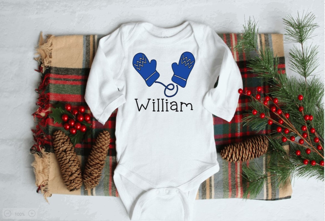 Baby Bodysuit With Name Christmas Mittens Baby Bodysuit With Etsy 日本