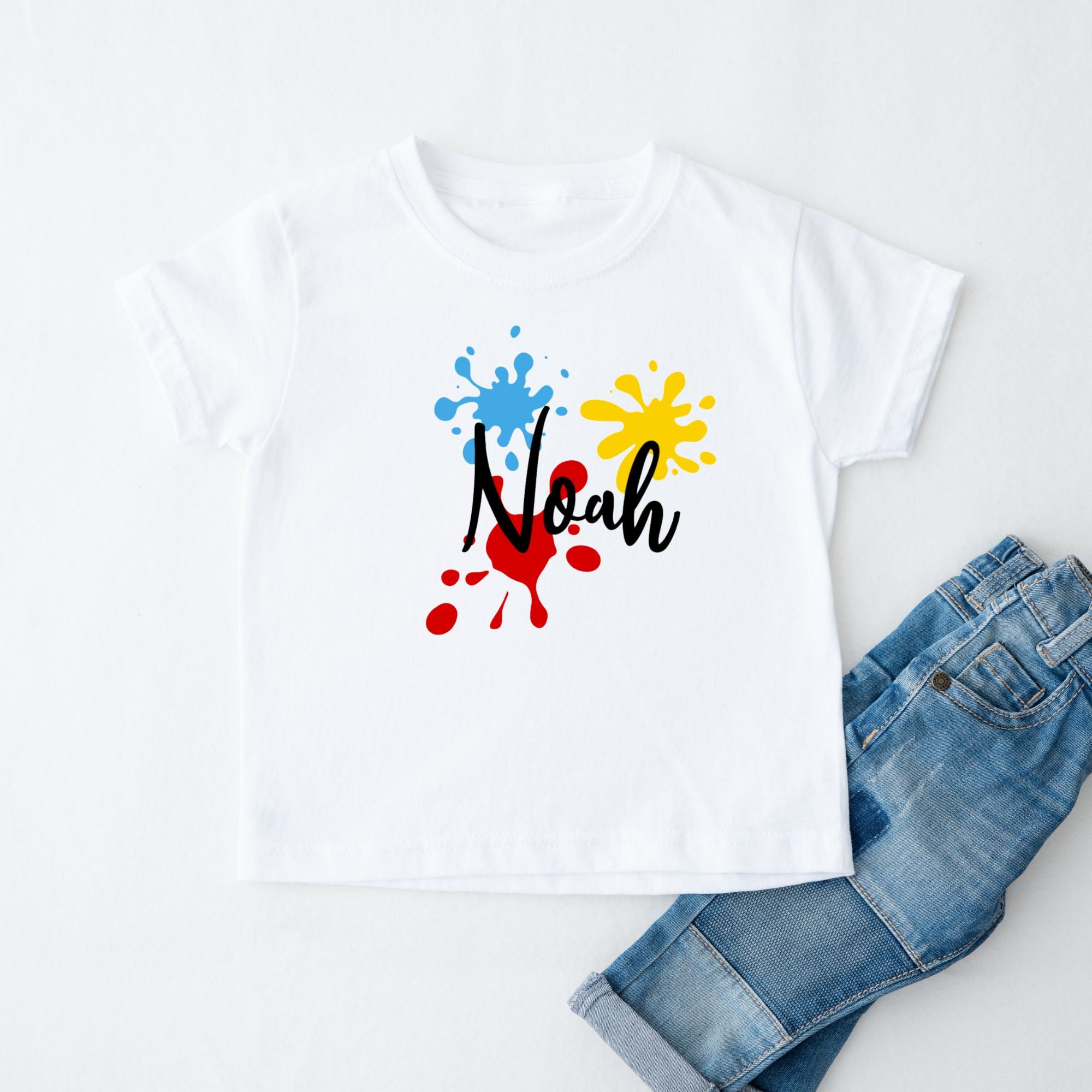 Personalized Paint Splatter Tshirt for Children, Kids Custom 
