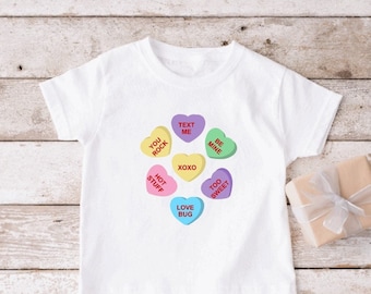 Valentine Toddler Tee, Valentines Heart Shirt, Toddler Valentines Shirt, Candy Hearts Shirt, Valentines Day Kids Shirt, Toddler Graphic Tee