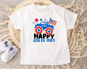 Happy 4th Of July Shirt, Boys 4th Of July Shirt, Independence Day Boys Shirt, Kids 4th Of July Shirt, Monster Truck Shirt, Kids Flag Shirt