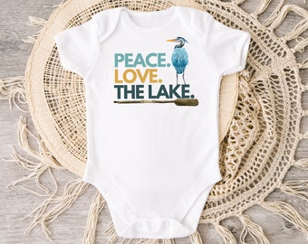 Lake Baby Outfit - Peace Love Lake Bodysuit, Summer Baby Clothes, New Baby Gift, Gender Neutral Lake Life Baby Shower Outfit, Vacation Gift