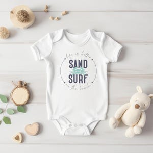 Beach Baby Outfit, Sand And Surf Onesie, Coastal Baby Clothes, Baby Beach Bodysuit, Ocean Baby Gift, Summer Baby Outfit