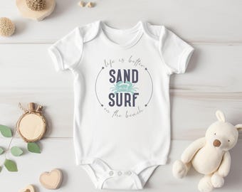 Beach Baby Outfit, Sand And Surf Onesie, Coastal Baby Clothes, Baby Beach Bodysuit, Ocean Baby Gift, Summer Baby Outfit