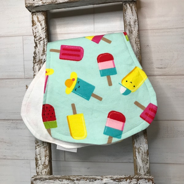 Baby Burp Cloth Flannel, Flannel Burp Rag, Popsicle Baby, Burp Cloth Contoured, Over The Shoulder Burp Rag, New Mom Gift, Baby Shower