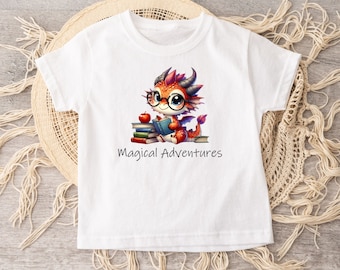 Book Dragon Reading Kids Shirt, Magical Adventures Shirt, Cute Dragon Shirt, Book Lover Tshirt, Bookish Shirt, Kids Gift, Gift For Readers
