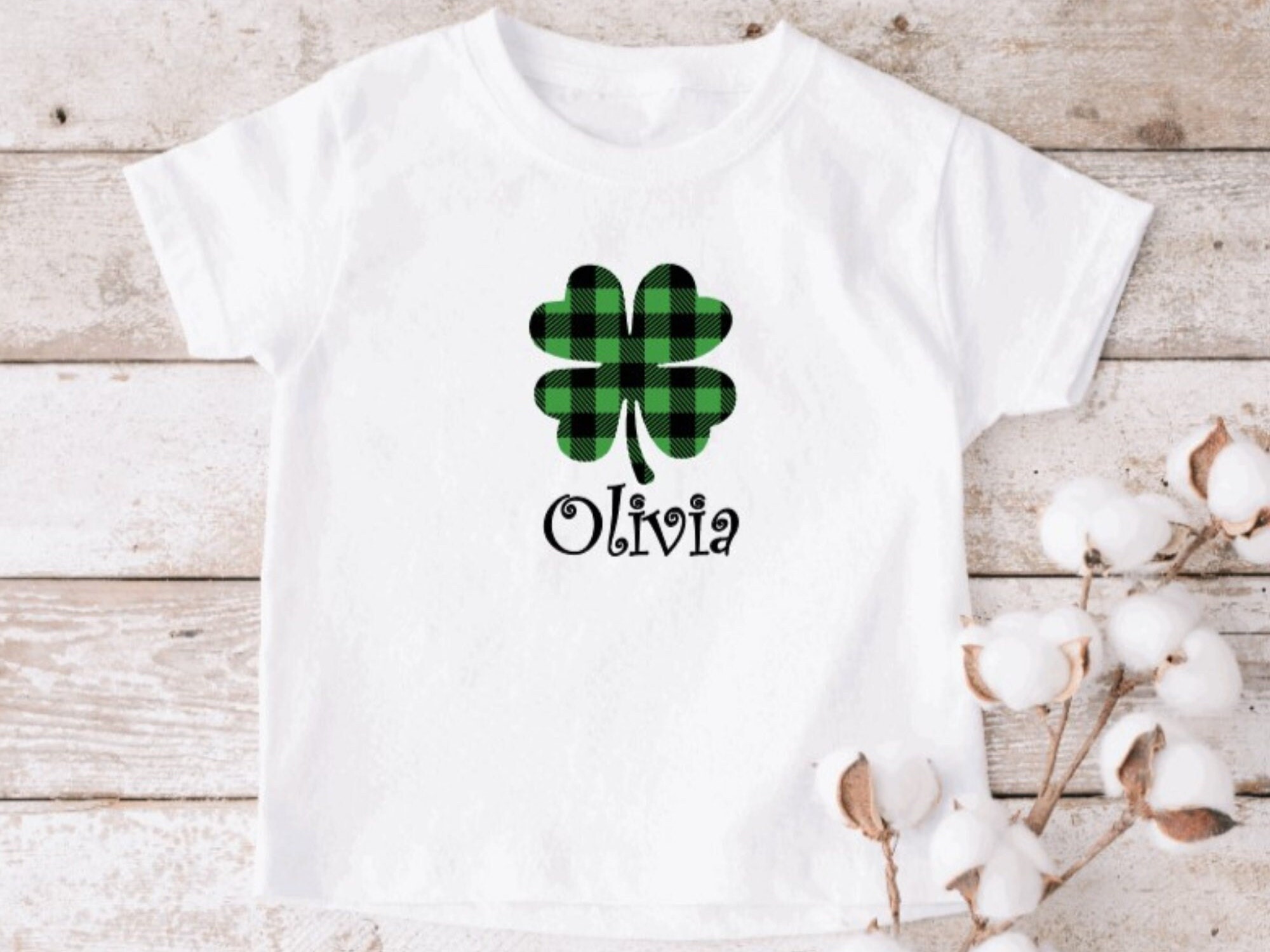 Kids Custom Name Shamrock T-shirt Birthday Ireland Irish St Patricks Day Top 