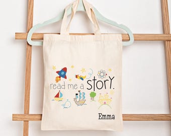 Personalized Kids Tote Bag, Book Bag for Kids, Childrens Book Tote Bag, Tote Bag for Book Lovers, Bookish Tote, Kids Literary Tote
