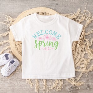 Welcome Spring Girl Shirt, Toddler Girl Clothes, Cute Toddler Clothes For Girls, Girl Floral Shirt, Spring Girls Clothes, Toddler Shirt