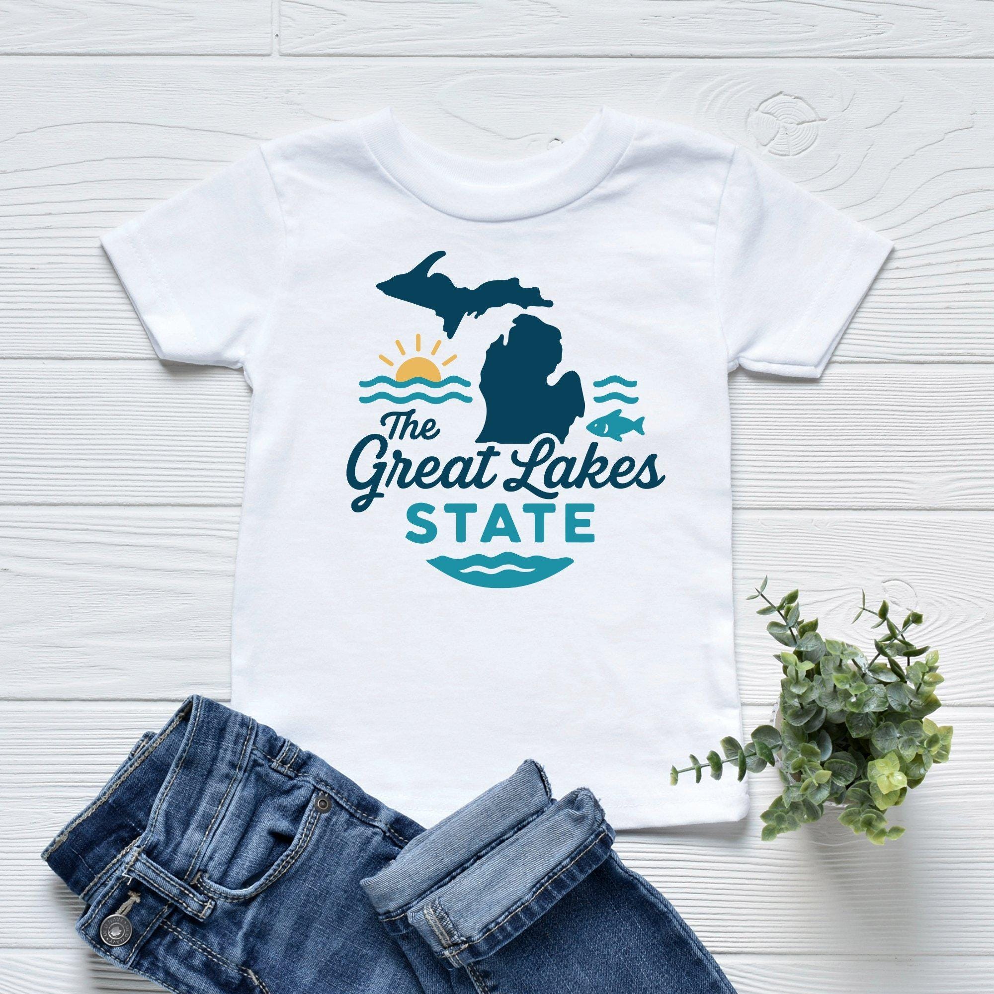 Great Lakes State Kids Shirt, Michigan Toddler Tee, Lake Life Summer Outfit, Up North Shirt for Kids, Great Lakes Baby Gift, Unisex Tee
