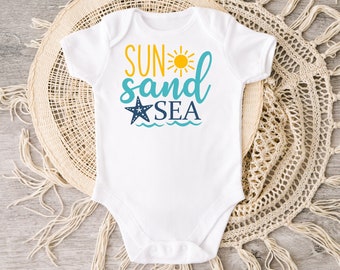 Sun Sand Sea Baby Bodysuit, Summer Baby Clothes, Beach Baby Outfit, Summer Vacation Baby Bodysuit, Unisex Baby Clothes, Baby Shower Gift