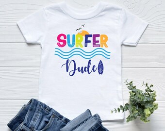 Surfer Dude Toddler Shirt, Beach Kids T Shirt, Summer Toddler Outfit, Surf Theme Shirt, Ocean Kid Tee, Boy Summer Clothes