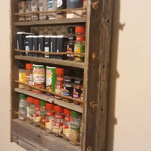 Rustic Mason Jar Spice Rack Display Spice Rack Mason Jars Etsy
