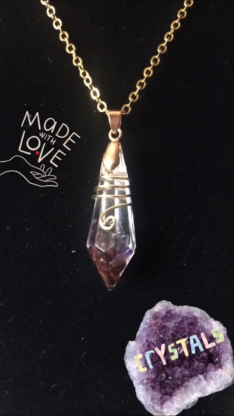 Gold Amethyst Crystal necklace