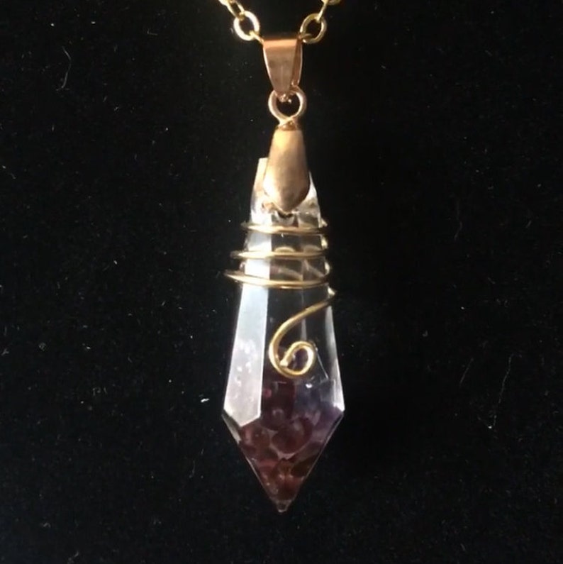 Gold Amethyst Crystal necklace