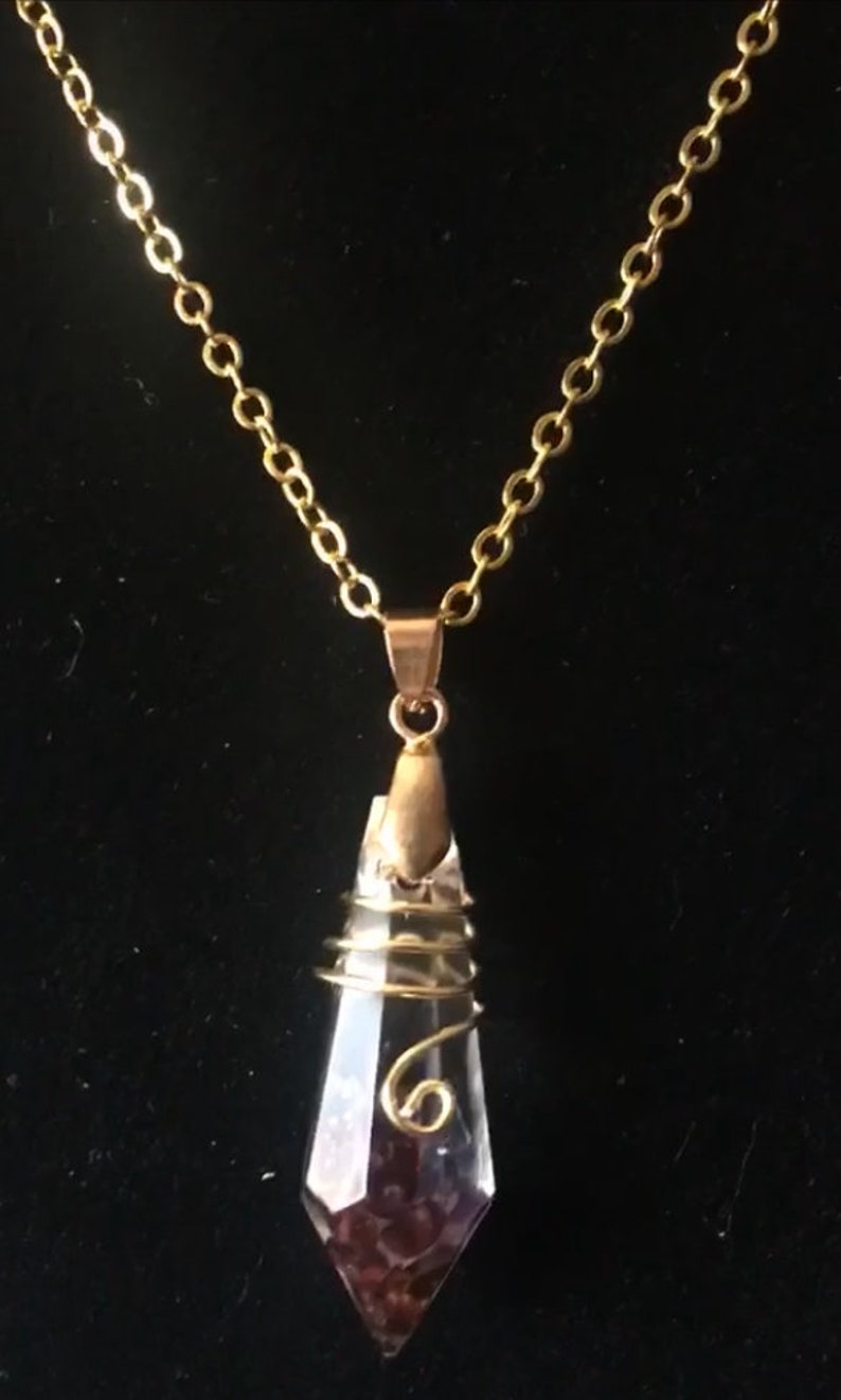 Gold Amethyst Crystal necklace