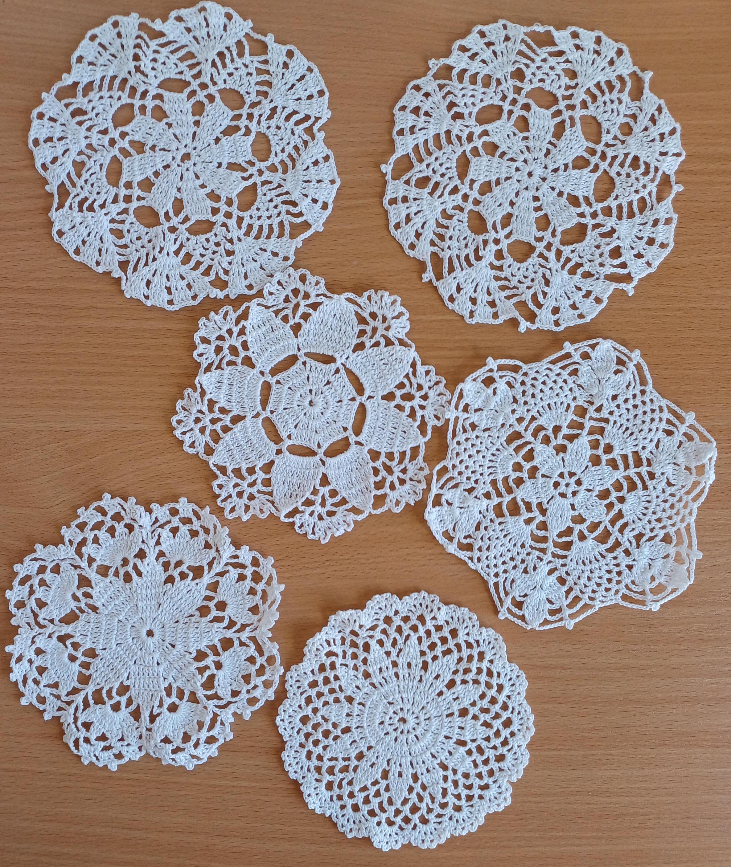 Crochet  White Doilies.  Small white crochet doilies.13-16 cm /  5-6.3 "