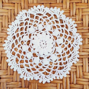 Hand Crochet White Small Doily Napkin ~5" (12.5cm) in diameter