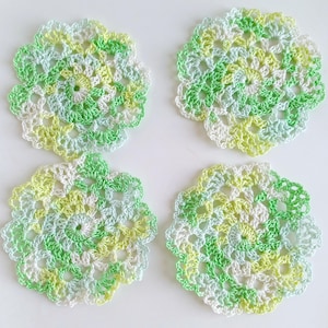 Crochet Doilies Set of 4: Boho Lace Applique, Junk Journal Decor