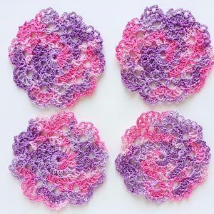 Crochet Doilies Set of 4: Boho Lace Applique, Junk Journal Decor