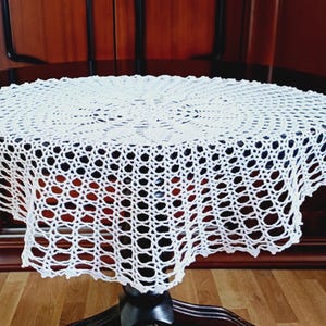 Round tablecloth.Handmade tablecloth.Lace tablecloth. Crochet tablecloth in White    21&quot;/54 cm