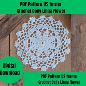 Crochet Doily pattern ,PDF crochet pattern US terms, doily 13 cm /5 &quot; pattern written in US terms,  crochet housewarming gift.