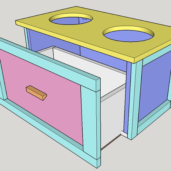 Dog Feeding Station with Storage Drawer - Digital Plans -  DIY How to