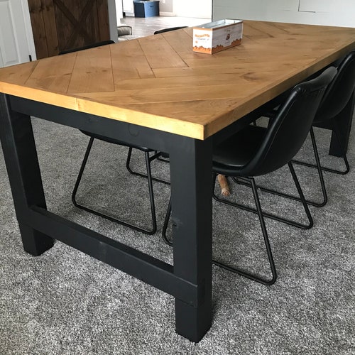 Farmhouse Herringbone Dining Table Digital Plans DIY Etsy