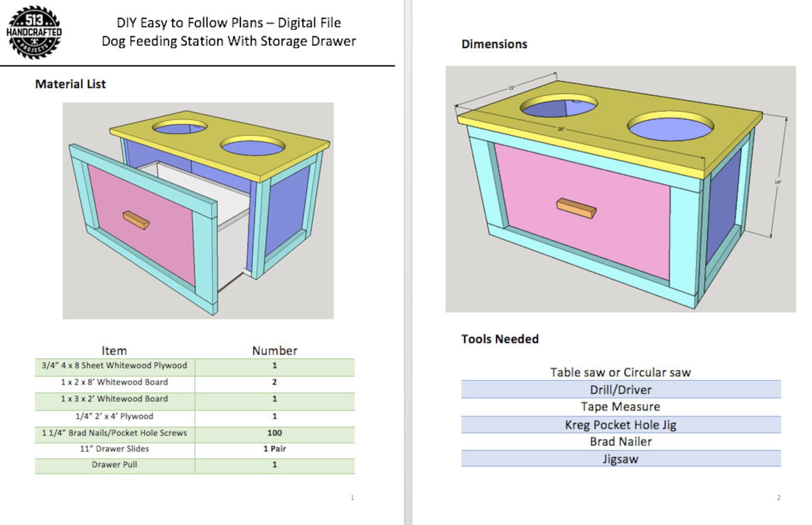 Dog Feeding Station With Storage Drawer - Digital Plans - DIY How To - Etsy