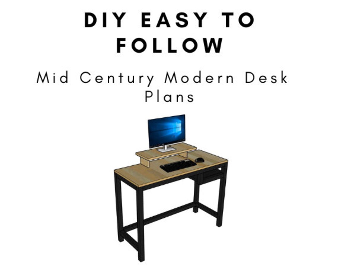 Mid Century Modern Office Desk Plans Instant PDF Download DIY