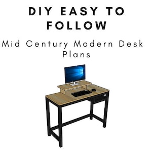 Mid Century Modern Office Desk Plans - Instant PDF Download - DIY Intermediate