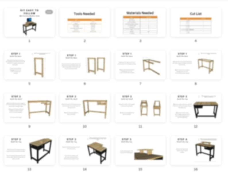 Mid Century Modern Office Desk Plans Instant PDF Download DIY