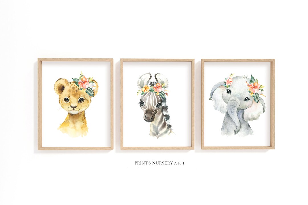 Printable Nursery Wall Art, Nursery Animals, Nursery Girl, Baby Room ...
