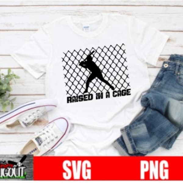 Raised in a Cage Baseball Batter SVG | Cut File | Cricut File |svg files for cricut |baseball svg |sport svg |baseball shirt svg