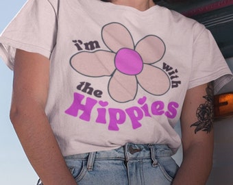 Camiseta hippie, camisa Flower Power, camiseta estética retro de los 70, camisa de los 60, ropa de estilo de los 70, camisa hippie de verano retro, regalos para ella
