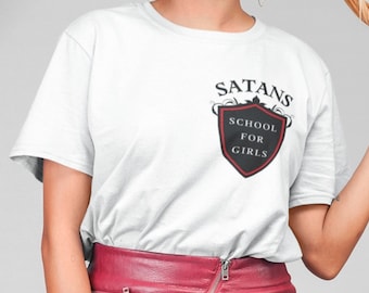 Satans School For Girls, Hail Satan t shirt, Grunge Aesthetic Clothing, Pastel Goth Clothing, Funny Halloween Shirts for Women