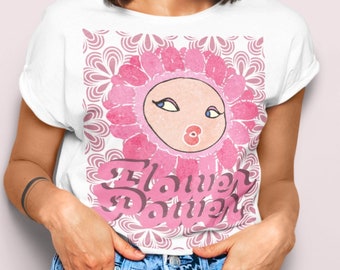 Camisa Flower Power, camiseta gráfica retro Flower Power, camiseta estética floral de los años 70, camisa de los 60, ropa de estilo de los 70, camisa hippie, camisa boho