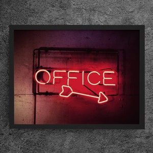 Office Neon Wall Art Print, Neon Style Sign, Neon Effect Art Print, Retro Neon Print, Neon Poster, Neon Effect Wall Art Print, Office Prints