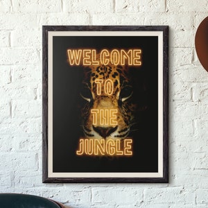 Welcome To The Jungle Neon Wall Art Print, Neon Effect Art Print, Customised Neon Prints, Neon Print Poster, Neon Art Prints, Home Gifts
